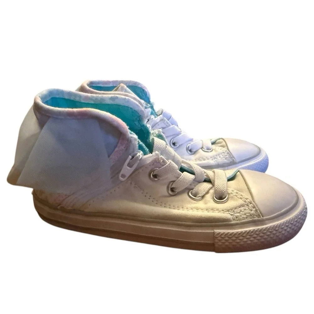 Converse Chuck Taylor All Star Shoes Size 10 High Top Ruffle Detail White Blue